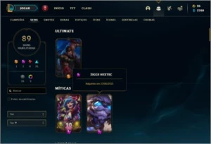 Conta ouro 4 com 150 champs e 89 skins - League of Legends LOL