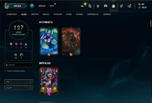 Conta Unranked com TODOS os champs e 127 Skins ( ADC / JG ) - League of Legends LOL