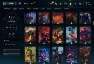 Conta Unranked com TODOS os champs e 127 Skins ( ADC / JG ) - League of Legends LOL