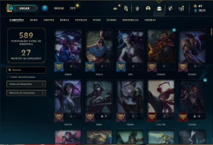 Conta Unranked com TODOS os champs e 127 Skins ( ADC / JG ) - League of Legends LOL