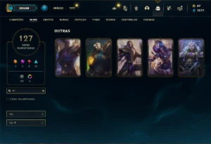 Conta Unranked com TODOS os champs e 127 Skins ( ADC / JG ) - League of Legends LOL