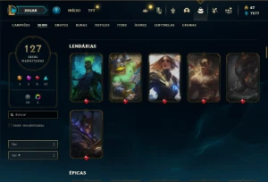 Conta Unranked com TODOS os champs e 127 Skins ( ADC / JG ) - League of Legends LOL
