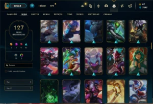 Conta Unranked com TODOS os champs e 127 Skins ( ADC / JG ) - League of Legends LOL