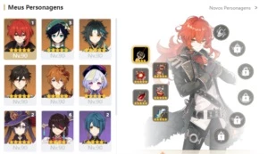Conta Genshin Impact com 15 T5* Armas e 21 personagens T4