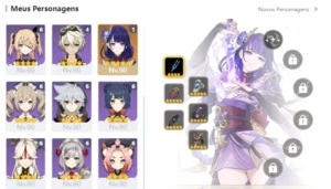 Conta Genshin Impact com 15 T5* Armas e 21 personagens T4