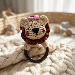 Chocalho Leãozinho Amigurumi - Artesanato e Personalizados