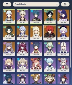 Conta Genshin AR 55, 8 personagens 5 stars - Genshin Impact