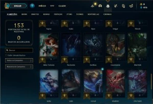 Conta Unranked com 60 Champs e 14 Skins + 1 Fragmento - League of Legends LOL