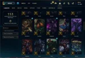 Conta Unranked com 60 Champs e 14 Skins + 1 Fragmento - League of Legends LOL
