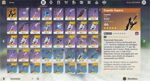 AR37 - Ayaka + Childe + Jean + Qiqi + Espada Áspera - Genshin Impact