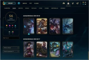 Conta ouro 1 com 84 champs +56 skins + 6Cromas - League of Legends LOL