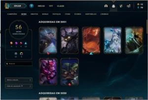 Conta ouro 1 com 84 champs +56 skins + 6Cromas - League of Legends LOL