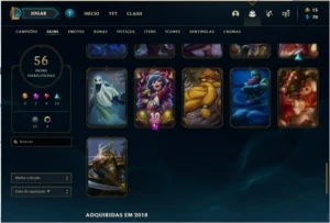 Conta ouro 1 com 84 champs +56 skins + 6Cromas - League of Legends LOL