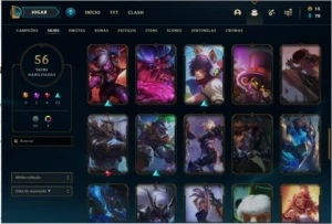 Conta ouro 1 com 84 champs +56 skins + 6Cromas - League of Legends LOL
