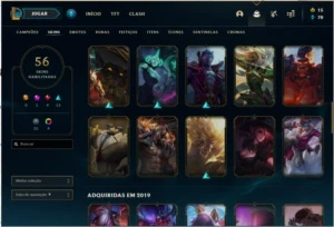 Conta ouro 1 com 84 champs +56 skins + 6Cromas - League of Legends LOL