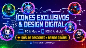 Ícones Gamer Exclusivos + Logo + Banner (PC, Mobile, Discord - Arte Digital Artes Canva