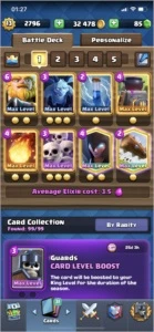 Conta Clash Royale / LVL 13 / 43 MAX CARDS / 70 EMOTES
