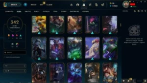 conta league of legends diamante 4 342 skins LOL