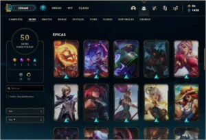 conta - 50 skins, 70% dos campeoes, tft e soloduo prata1/2 - League of Legends LOL