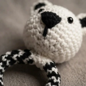Chocalho Ursinho Preto e Branco Amigurumi - Artesanato e Personalizados
