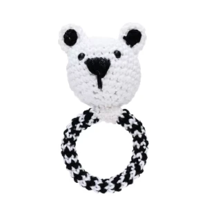 Chocalho Ursinho Preto e Branco Amigurumi - Artesanato e Personalizados