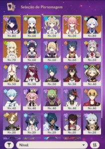 Conta Genshin Impact: Raiden,Yae Miko,Ayaka e Qiqi