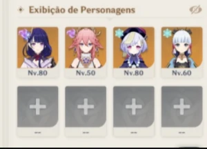 Conta Genshin Impact: Raiden,Yae Miko,Ayaka e Qiqi
