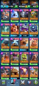 16 cartas lendarias | Nível 19 | 3800 troféus | 433 gemas - Clash Royale