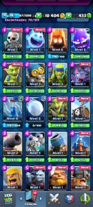 16 cartas lendarias | Nível 19 | 3800 troféus | 433 gemas - Clash Royale