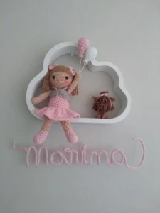 Porta Maternidade Boneca e Cachorrinho - Artesanato e Personalizados