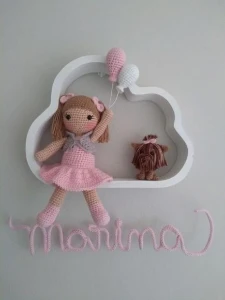 Porta Maternidade Boneca e Cachorrinho - Artesanato e Personalizados