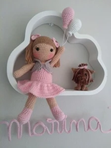 Porta Maternidade Boneca e Cachorrinho - Artesanato e Personalizados
