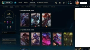 Conta Ouro 3 // 73 Campeões // 36 skins - League of Legends LOL