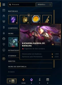 SMURF UNRANKED COM KATARINA RAINHA DE BATALHA 57K DE EA - League of Legends LOL