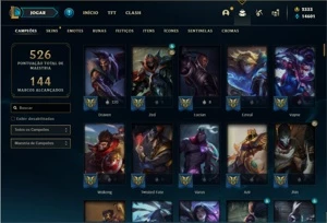 Conta ouro 1 com 142 Champs e 161 Skins + 7 Vitoriosas - League of Legends LOL