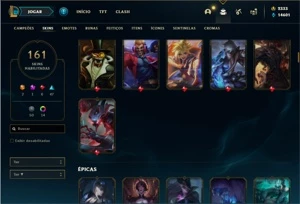 Conta ouro 1 com 142 Champs e 161 Skins + 7 Vitoriosas - League of Legends LOL