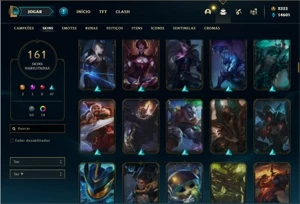 Conta ouro 1 com 142 Champs e 161 Skins + 7 Vitoriosas - League of Legends LOL