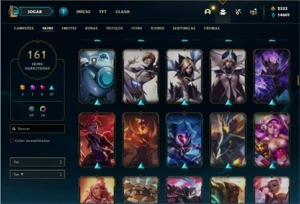 Conta ouro 1 com 142 Champs e 161 Skins + 7 Vitoriosas - League of Legends LOL