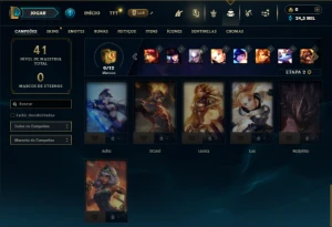 Mestre com 26 Champs e 3 Skins + 12 Fragmentos - League of Legends LOL