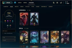 Conta League of Legends Platina 2 - 63 campeões / 24 Skins LOL