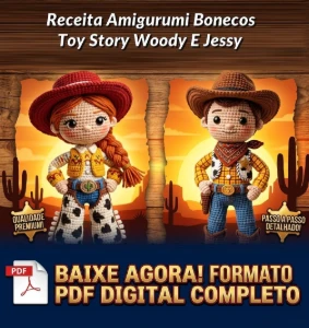 Receita Amigurumi em PDF - Bonecos Toy Story Woody e Jessy - Outros