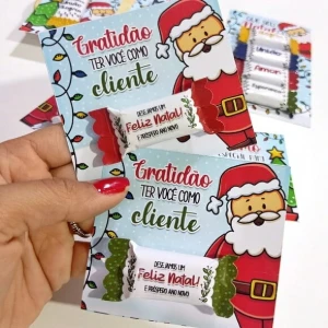 Card de Natal com Balinha - Frases Sortidas - Artesanato e Personalizados