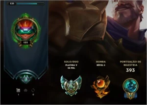 Conta LoL 112 personagem, 34 skin, platina 5 soloq e flex - League of Legends
