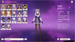 AR 36 KEQING MONA VENTI JEAN + constelações 4* - Genshin Impact