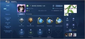 Conta Móbile Legends 27 campeões 9 skins 9 bordas - Mobile Legends