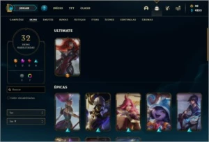 Conta platina 2 com 32 Skins e 53 Champs - League of Legends LOL