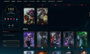 Conta League of legends, 103 skins Com prestigio , Ouro 1  LOL