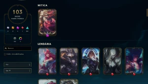 Conta League of legends, 103 skins Com prestigio , Ouro 1  LOL