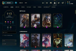 Mestre 124 pdl (67%wr)/ 113 skins/ 123 campeões - League of Legends LOL