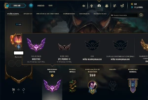 Mestre 124 pdl (67%wr)/ 113 skins/ 123 campeões - League of Legends LOL